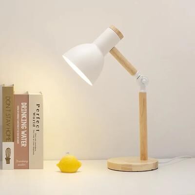 Inspired Living Nordic Wood Adjustable Desk Lamp For Reading, Study & Bedside Lighting white au