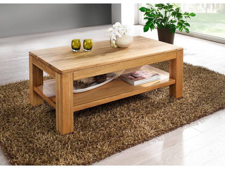 Couchtisch aus Massivholz, Wildeiche, quadratisch