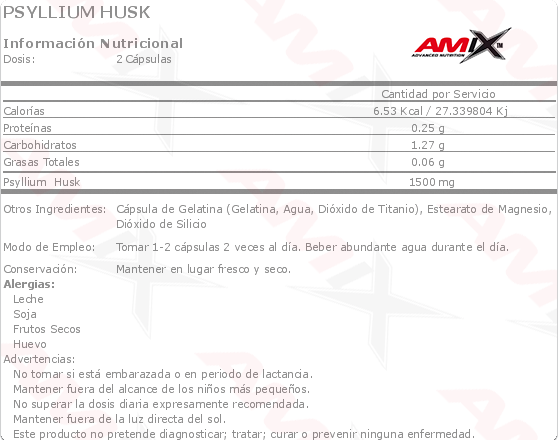 Amix Psyllium Pure 1500 mg 120 Capsules