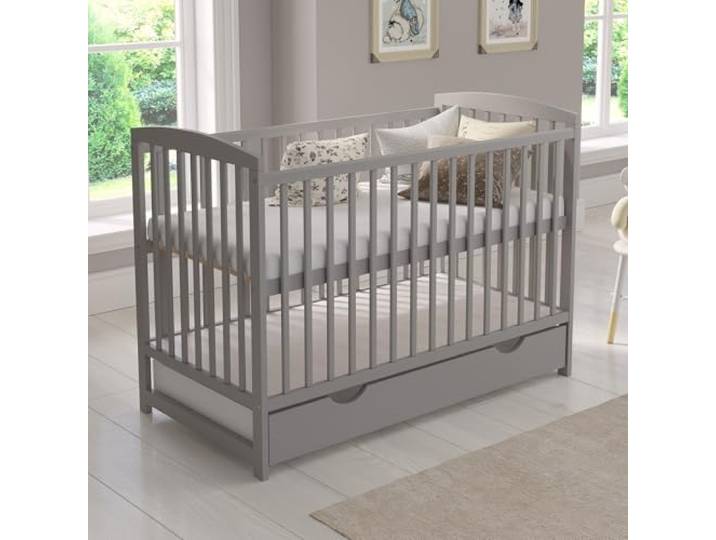 Love For Sleep Babybett Beistellbett 120x60cm mit Schaumstoffmatratze Grau Jacob Kinderbett Baby Bett Holz - Kinderbett Babybett, Mitwachsend Gitterbett Baby Bed