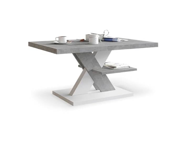 Viosimc Couchtisch, Moderner Wohnzimmertisch, Modern Möbel Wohnzimmer, Kaffeetisch, Sofatisch mit Großer Ablage, Beistelltisch für Tee und Kaffee – Coffee Table for Living Room – Beton & Weiß