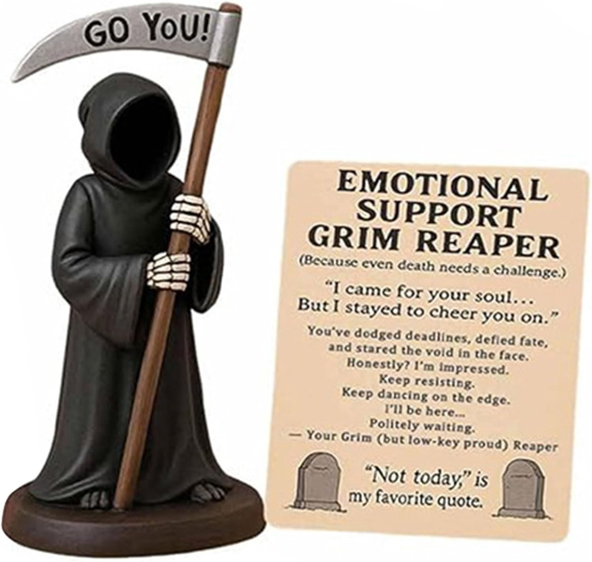 Handgeschilderd decoratief grim beeldje voor halloween, 65 x 15 cm