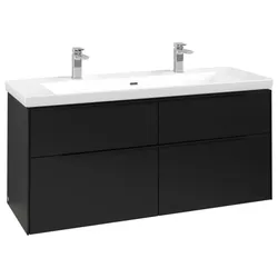 Villeroy und Boch Subway 3.0 Waschtisch-Unterschrank C602L1VL 127,2x57,6x47,8cm, mit LED/Griff Volcano black, volcano black