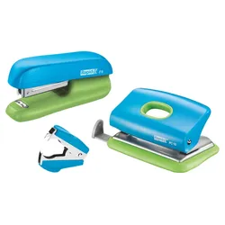 Rapid Locher und Heftgeräte Set blau/grün