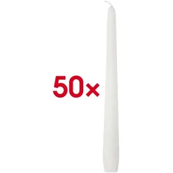 Papstar 50 Gastrokerzen einfarbig klassisch 25 cm Leuchterkerzen weiß