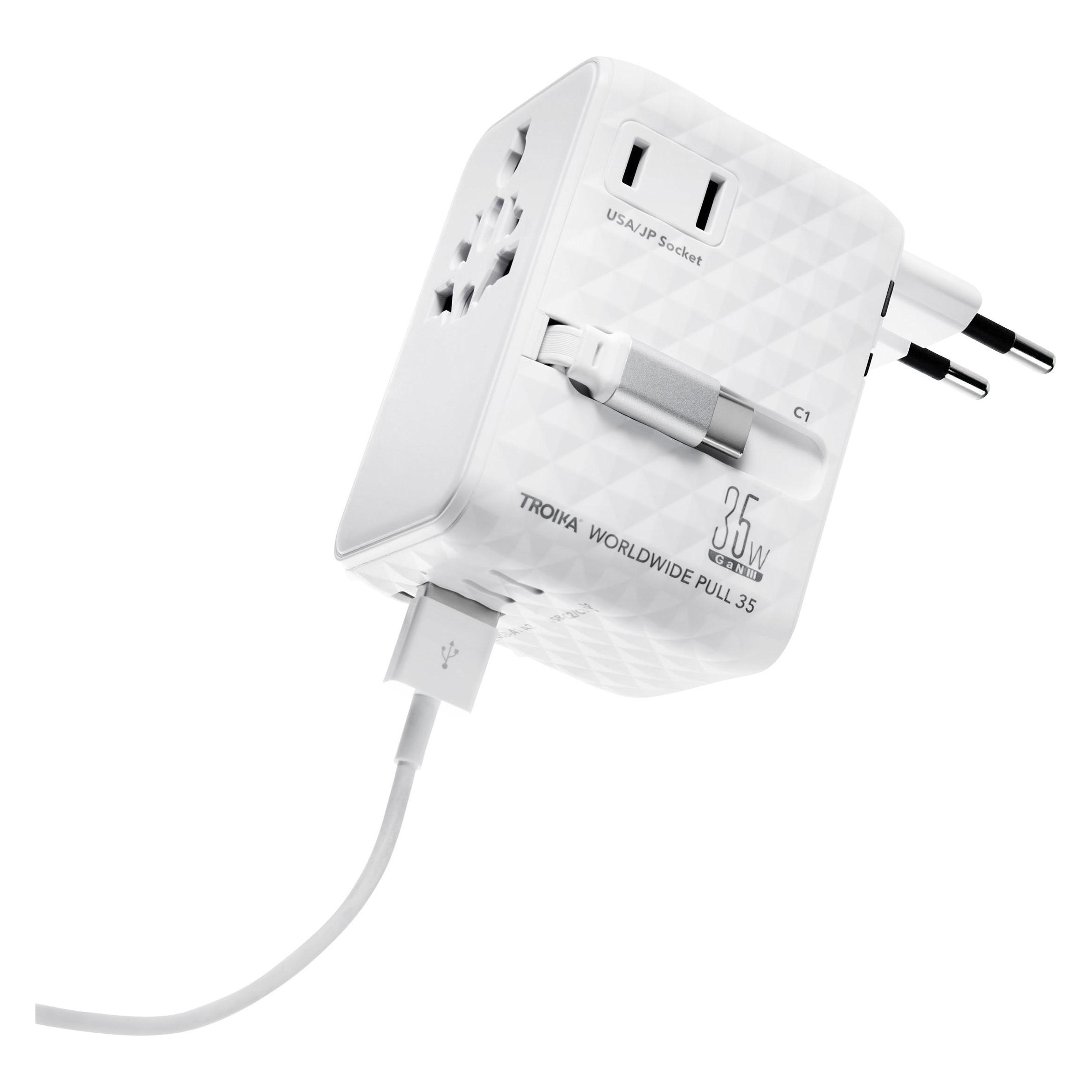 Troika Reiseadapter WORLDWIDE PULL 35 (TRA35/WH)