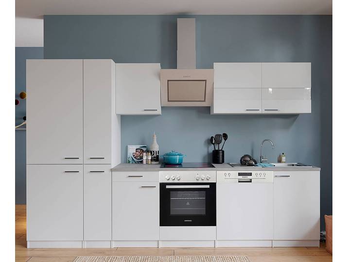 Kitchenette Malia avec lave-vaisselle 310cm Blanc/Blanc