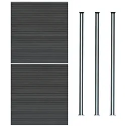 WPC Sichtschutzzaun x2 & LED Zaunpfosten x3 - Grau