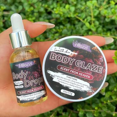 Inspired Finds Strawberry Glow Body Glaze & Oil Hydrating Body Lotion And Massage Oil For Silky, Radiant Skin women Set