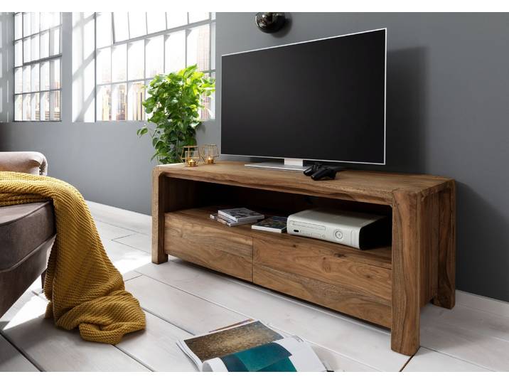 TV-Board Sheesham 125x45x50 braun geölt BUENO #1002