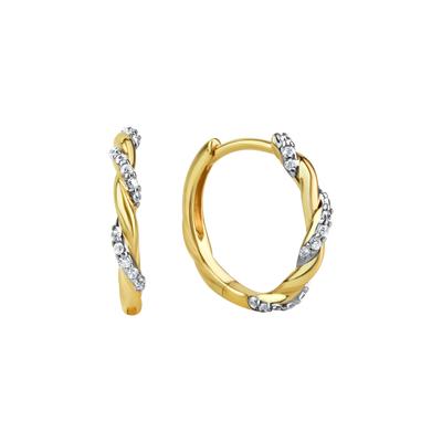 Paar Creolen VIVANCE "333/- Gelbgold bicolor Zirkonia", bunt (mehrfarbig, weiß), Ohrringe, Damen, one-size, Gold