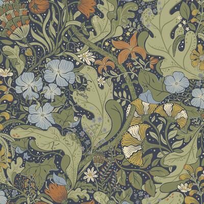 A-Street Prints Elise Indigo Nouveau Gardens Wallpaper
