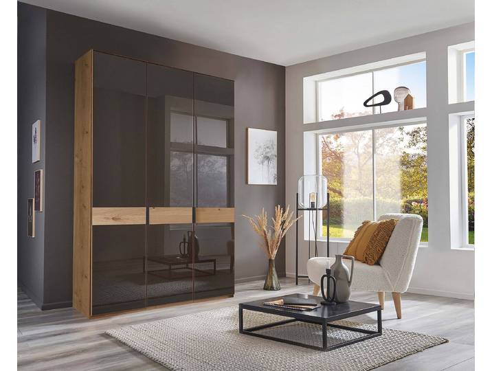 Drehtürenschrank - Glastür B 148 x 216cm Braun/Mokka