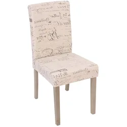 CHEFGASTRO 2er-Set Esszimmerstuhl klassisch und zeitlos HxBxT 90x43x56cm Sitzhöhe 45cm Küchenstuhl Textil mit Schriftzug Beine Struktur - Eiche Creme
