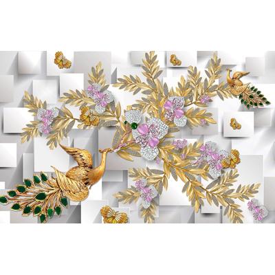 Fototapete PAPERMOON "Muster mit Pflanzen", bunt, B:5m L:2,8m, Vlies, Tapeten