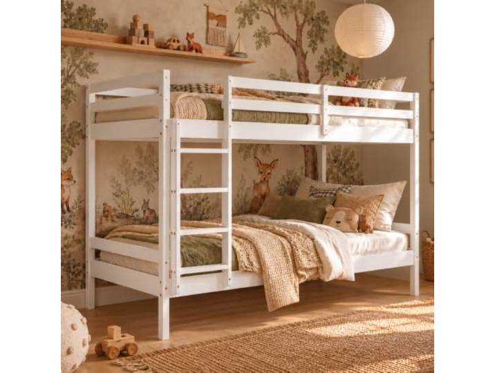 Homestyle4u Etagenbett 90x200 mit Stauraum Holz Weiß Doppelstockbett Hochbett 90x200 für 2 Kinder mit Lattenrost Artikel 1431