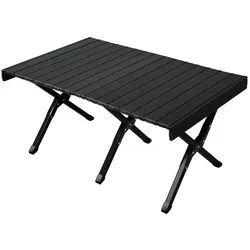 JAWINIO Gartentisch klappbar Falttisch tragbar Aluminium Schwarz