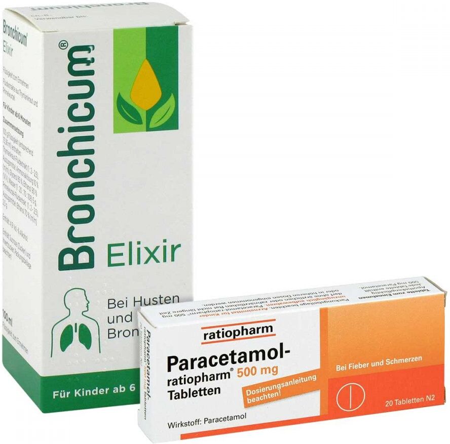 Erkältungsset Bronchicum und ratiopharm Paracetamol