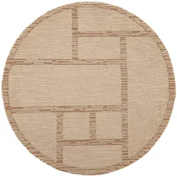 WOLLTEPPICH handgetuftet GANNEL, Blockdesign, Natur, Ø 160 cm