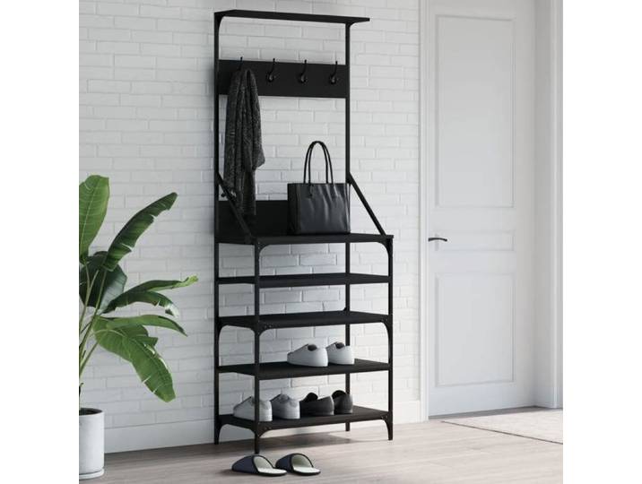Porte-vêtements et rangement des chaussures-Meuble à chaussures et vêtements-Étagère de rangement noir 70x34x184 cm 971203