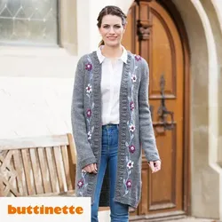 Strickanleitung – Longjacke mit Strickbordüren aus Woll Butt Tirol