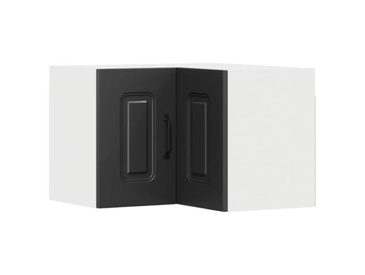 fsahslih Küchen Wand Eckschrank Schwarz Holzwerkstoff 57 x 57 x 40 cm Kompakter Eckschrank für Küche und Esszimmer mit 2 Türen und 2 Regalböden für ordentliche Aufbewahrung von Geschirr.