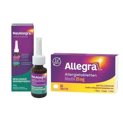 Allegra Allergietabletten 20 mg Tabletten + Nasallegra 137 µg/50 µg pro Sprühstoß Nasenspr 1 St Set