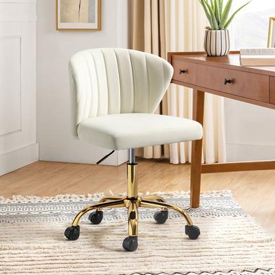 HULALA HOME Ilia Modern Velvet Wingback 360 degree Ergonomic Office Task Chair with Channel Tufted Back