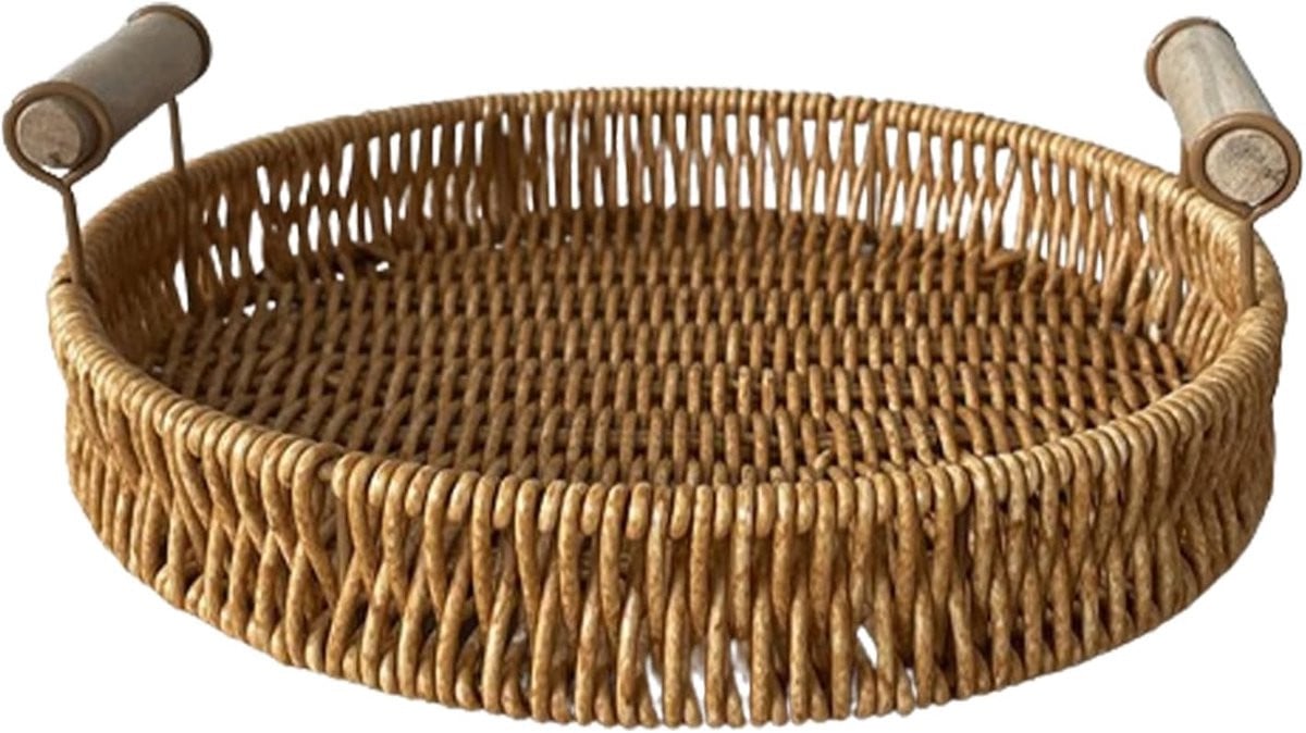 Rond Rieten Dienblad met Handvat - 28 cm