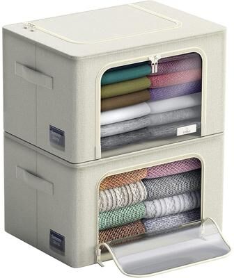 Sorbus Storage Bins, Foldable Stackable Container Organizer Set with Large Window & Carry Handles