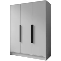 DREHTÜRENSCHRANK Pavia ohne Spiegel, Weiß mit mit schwarzen Griffen, 150 cm