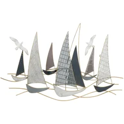 Boltze Wandobjekt Hanse Deko-Wandbild mit Fischen + Booten, maritimes Design
