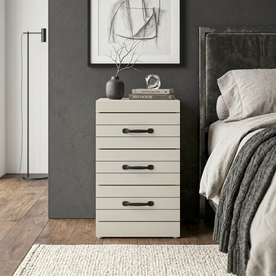 17 Stories Allington 3 Drawer Bedside Table Light Grey 59.5cm H X 35.1cm W X 31.2cm D