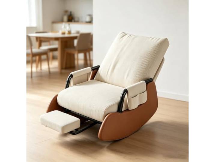Fernsehsessel Relax für Wohnzimmer und Schlafbereich Sanfte Schaukelbewegung kombiniert mit integrierter Fußablage für ausgewogenen Sitzkomfort.