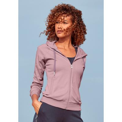 Trainingsjacke LASCANA ACTIVE, Damen, Gr. XS (32/34), rosa (altrosa), Interlock, Obermaterial: 100% Baumwolle, unifarben, bequem hüftlang, Bündchen, Jacken Trainingsjacke, mit Logo Tape an den Ärmeln