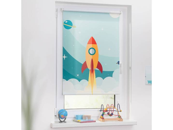 home24 Klemmfix rolgordijn Raket 70 x 150cm blauw