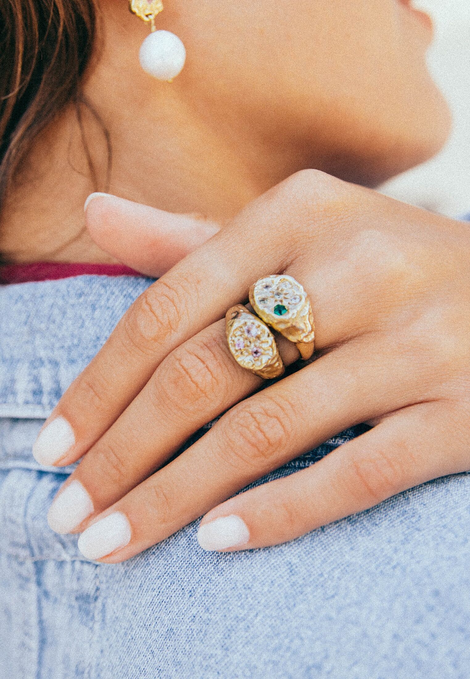 Silberring HAZE & GLORY "Ring Saphir Rosa - Tilli 375 Gelbgold" Gr. 54, gold, Fingerringe, Damen, 54, Gelbgold 375, Silberring