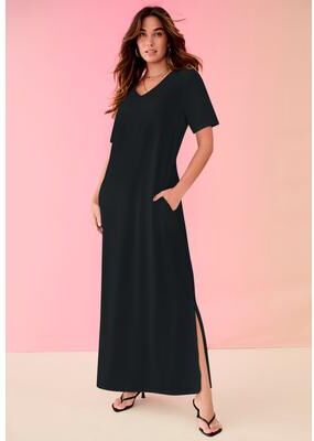 Plus Size Women's Side-Slit Maxi Dress by Roaman's in Black (Size 42/44)