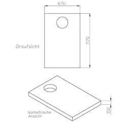 Neuesbad Wannenträger für Laufen Pro Abl. kurze Seite 120x70x3,8 SD 91016