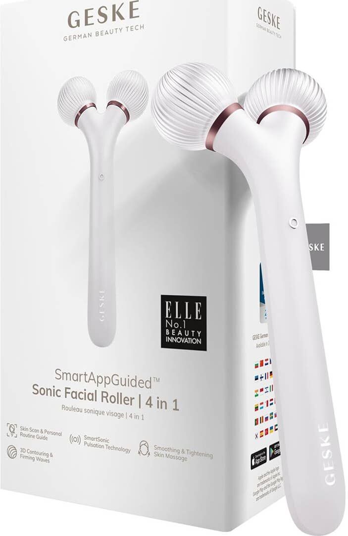 GESKE SmartAppGuided Sonic Facial Roller 4 In 1 White Rose Gold 1 ud