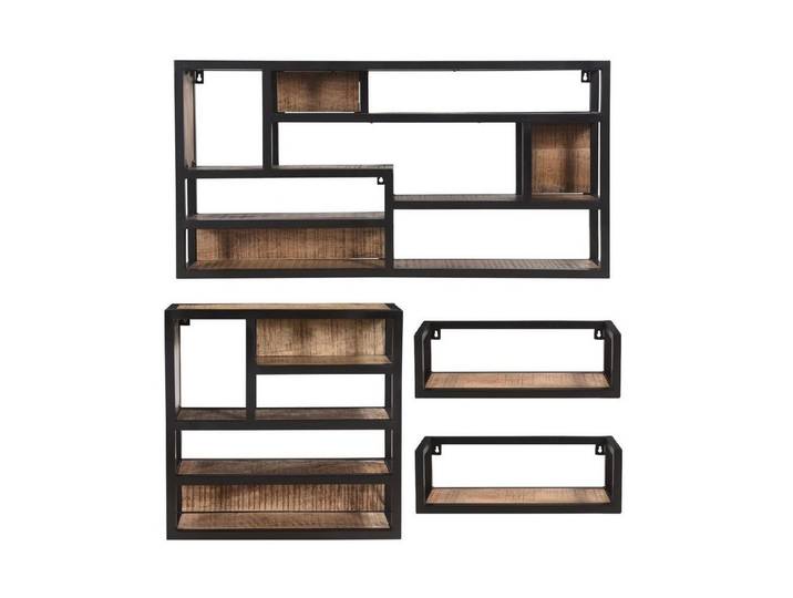 baario Wandregal Wandregal INDUSTRIAL 50x50, schwarz Holz Metall Küche Hängeregal Bad Wandboard