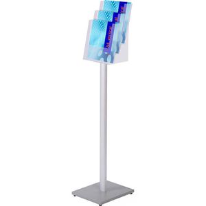 Showdown-Displays Prospekthalter MB3C230, alusilber, Prospektständer, Aluminium, Acryl, 3 x A4
