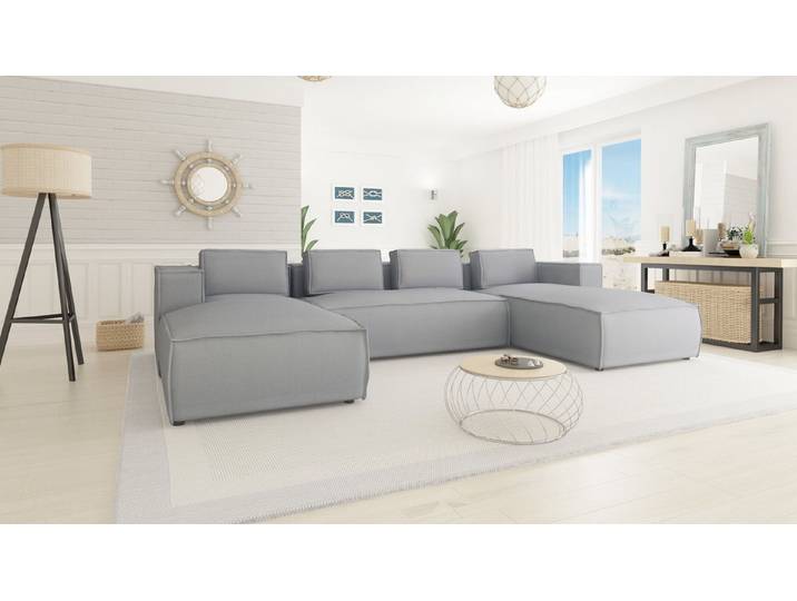 S-Style Möbel Wohnlandschaft Renzo aus Luxusmicrofaser mit weichem Sitz, mit Wellenfederung