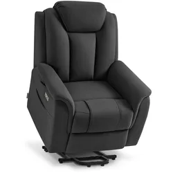 M MCombo Fernsehsessel mit Aufstehhilfe Elektrisch, 2 Rollen für Mobilität, Massage & Heizung, Verstellbare Kopfstütze, Sessel mit Aufstehhilfe 35D Vollschaum-Sitzkissen 7269