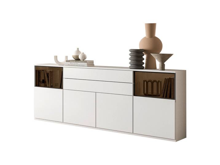 Venda Sideboard, Weiß, Kunststoff, 5 Fächer, 2 Schublade(n) Schubladen, 180x85x40 cm, individuell planbar, Beimöbel erhältlich, in verschiedenen Holzdekoren erhältlich, Wohnzimmer, Kommoden & Sideboards, Sideboards