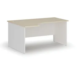 Büro-Eckschreibtisch PRIMO WHITE, 160x120 cm, links, weiß/Birke