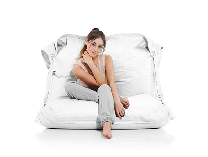 SMOOTHY Sitzsack XXL 185x145 cm - Outdoor Liegesack mit Rückenstütze 420D Nylon wetterfest, waschbarer Bezug, 450 L EPS-Füllung, verstellbare Tragegurte, Innen & Außen