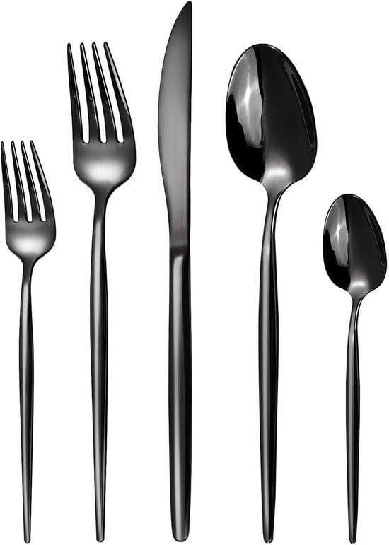 Benza 30-delige bestekset zwart – RVS-bestekset voor 6 personen