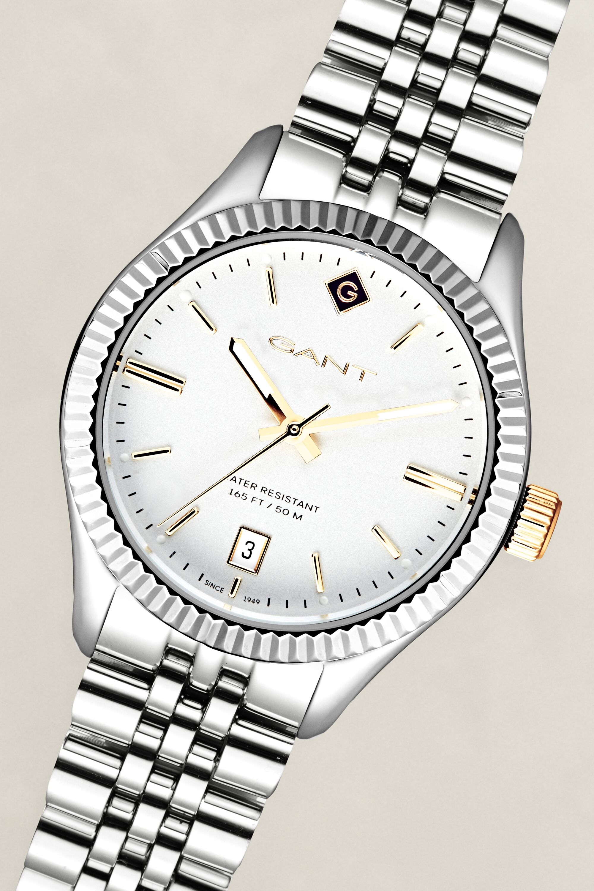Quarzuhr GANT "Sussex", silber (silberfarben, weiß, weiß), Armbanduhren, Damen, silberfarben, Quarzuhr, Armbanduhr, Damenuhr, Edelstahlarmband, analog, Tag