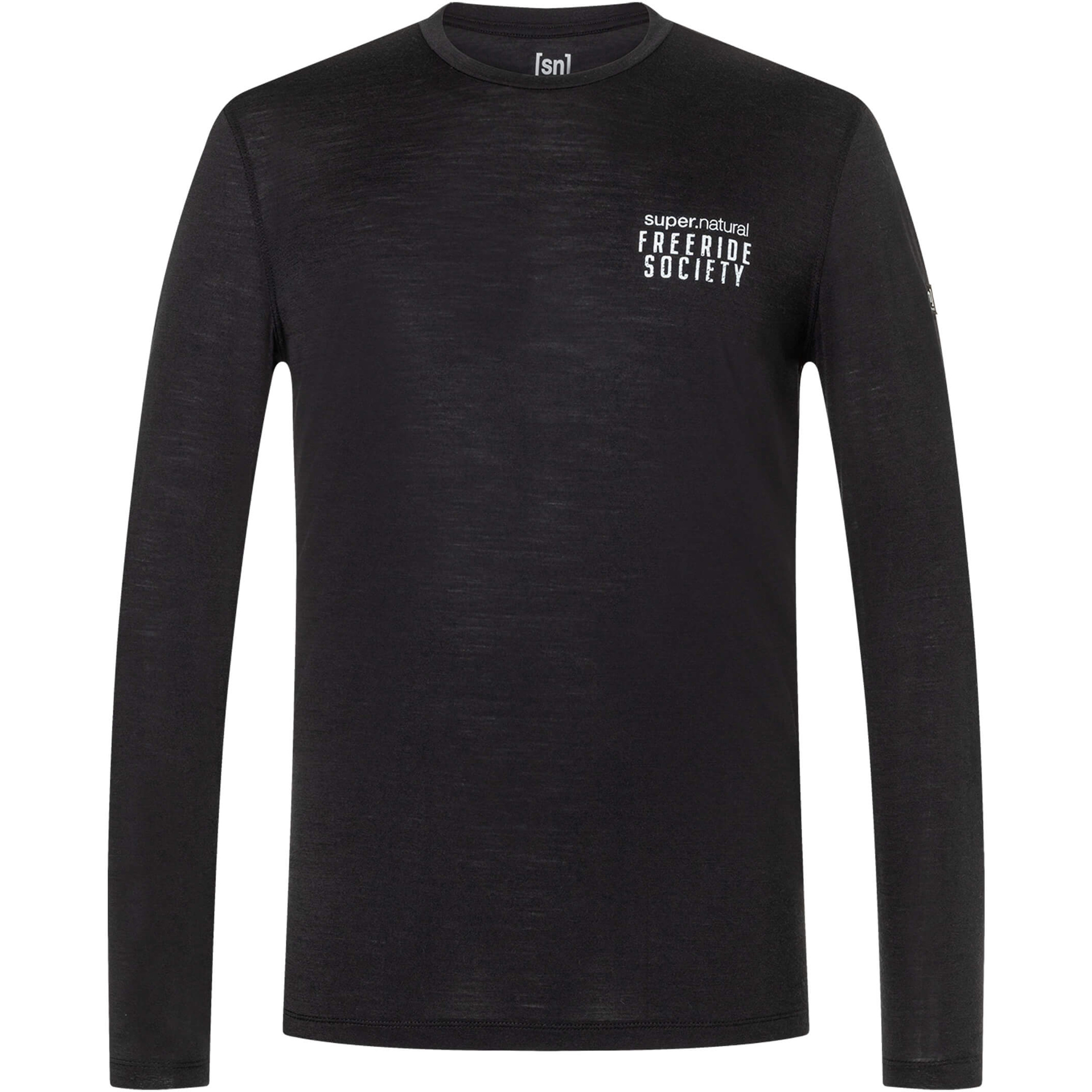 Super.Natural Freeride Society Herren Longsleeves schwarz Größe XXL Hautfreundlich Merinowolle